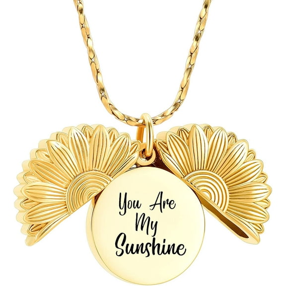 You Are My Sunshine Urn Necklace Sunflower Urn Necklace Ashes Locket W/Engraved Hidden Message Pendant Jewelry Memorial Locket for Daughter/Wife/Sister/Mom of Loved Ones Keepsake