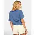 thumbnail image 2 of RVCA Women's Radley Blue Striped Center Front Knot Relaxed Fit Tee T-Shirt (X-Small, Blue), 2 of 5