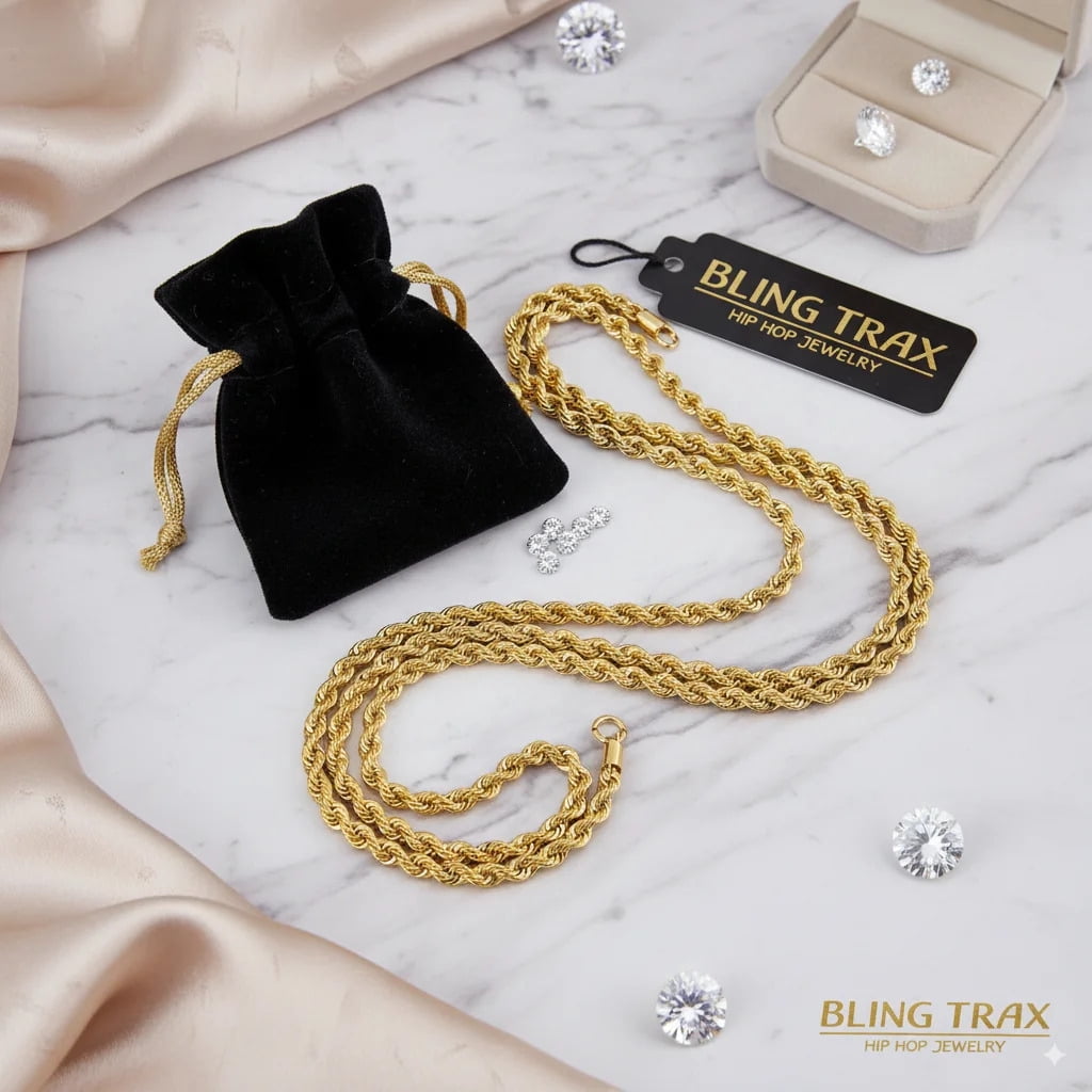 BLING TRAX Gold Chain Necklace Collection – 14K Gold Filled Rope Chain for Men and Women – Diamond Cut – 2.1mm, 2.7mm, 3.8mm