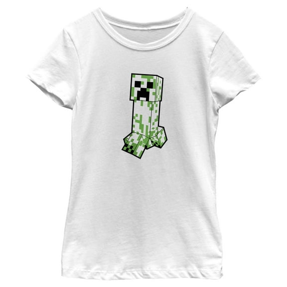 Girl's Minecraft Creeper Creepin' Graphic Tee White Medium