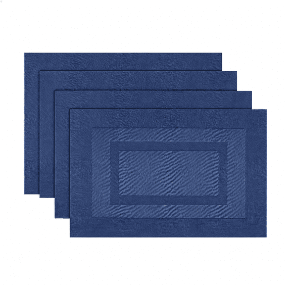 ACDANC Navy Blue Placemats Set of 4 -Washable Vinyl Woven Table Mats,Elegant Durable Placemats for Dining Table (18 X 12"Es, Navy Blue)