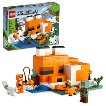 LEGO Minecraft The Fox Lodge House, 21178 Animal Toys, Birthday Gifts for Kids, Boys and Girls age 8 plus Years Old,  with Drowned Zombie Figure