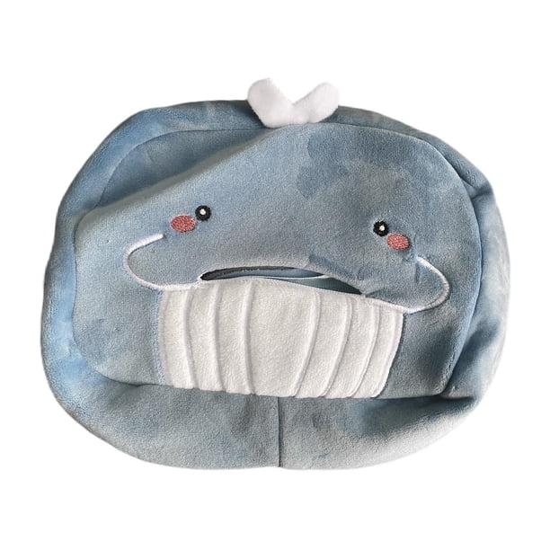Bonita caja de pañuelos para coche, dispensador de pañuelos suaves de peluche, soporte de papel decorativo para coche. ballena azul