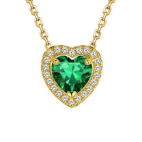 Silvora 14k Gold Plated Birthstone Neckalces for Women Heat Shape Pendant Simulated Diamond Crystal Dainty Christmas Birthday Valentines Gift