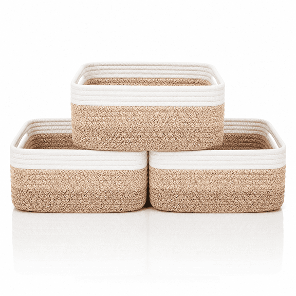 Storage Crates 3-Tone Brown 11.8" x 8" x 4.5" 3 Pack Organizing Bins