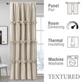 thumbnail image 5 of Thermal Insulated Blackout Window Curtains, 52" W x 96" L x 2 Panels, Boho Window Treatments with 3 Rows of Butterfly Flowers, Rustic Rod Pocket Drapes for Room, Camel (LQ-30), 5 of 11