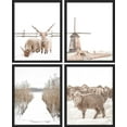 thumbnail image 2 of PixonSign Framed Wall Art Winter Country Farm Prints, Set of 4 Sheep Lamb Windmill Photography Wall Decors, Nature Wall Décor, Adhesive Canvas Poster, Modern Home Artwork - 8"x10" Black, 2 of 5