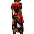 thumbnail image 5 of Halloween Dresses for Women Ghost Witch Hat V Neck Spooky Midi Dresses Bat Pumpkin Short Sleeve Horror Sundress, S, 5 of 5