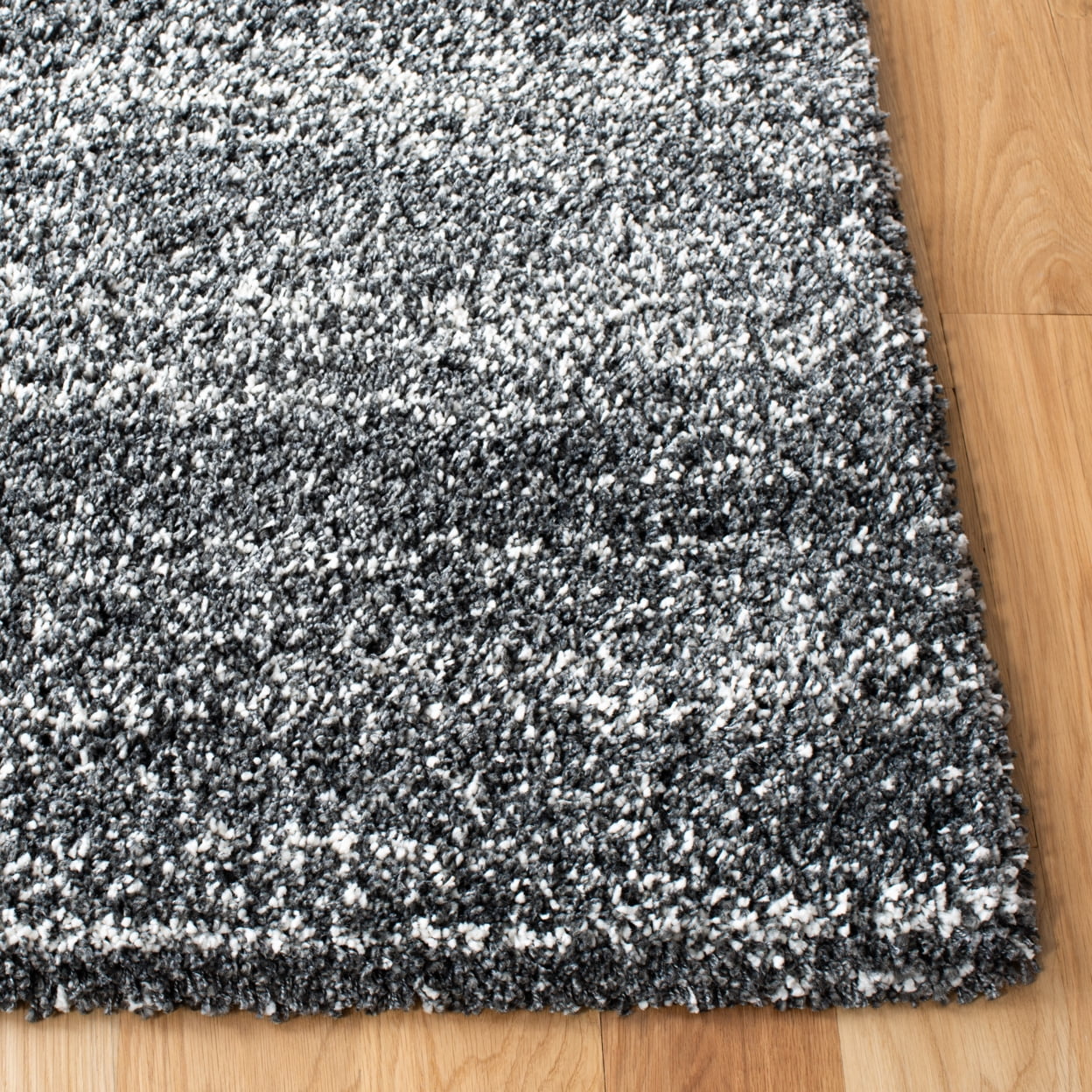 SAFAVIEH Hudson Shag Jaden Striped Area Rug, Dark Grey/Ivory, 7' x 7' Round