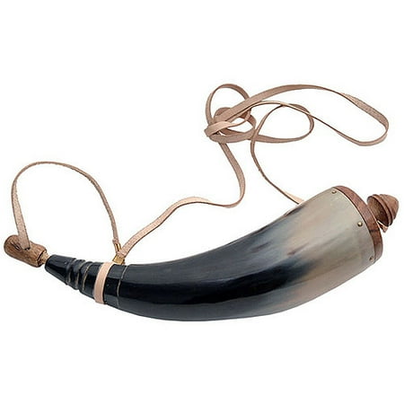 Early American Frontier Style Black Powder Horn, 10"