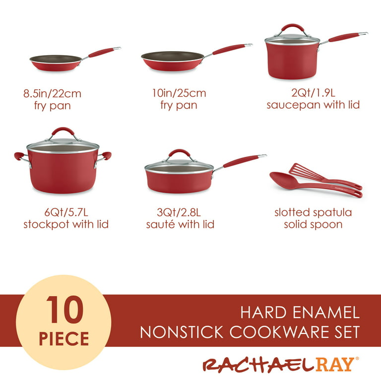 Rachael Ray Cucina 10pc Porcelain Enamel Nonstick Cookware Set