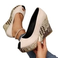thumbnail image 4 of Miluxas Women's Peep Toe Wedge Heel Pumps, Suede Platform Wedges with Woven Heel, Elegant Peep-Toe Shoes for Work, Party, Wedding, formal & Casual Wear Beige 6(37), 4 of 9