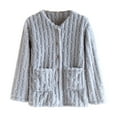 thumbnail image 2 of FDGIU Women's Fleece Pajama Jacket‌, Oversized V-Neck Cardigan Coat with Pockets, Cozy Winter Sleepwear & Loungewear, 2 of 3