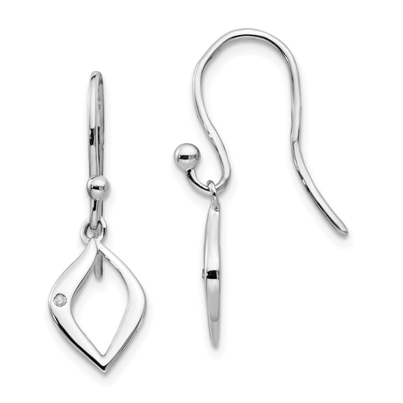 White Ice Sterling Silver Diamond Shepherd Hook Earrings Sterling Silver Earrings
