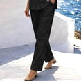thumbnail image 5 of Women's Summer Linen Set Casual V Neck Top Plus Pants Set Two Piece Set, 5 of 6