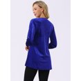 thumbnail image 5 of DARING DIVA Women's Velvet Top V Neck Long Sleeves Loose Blouse S Royal Blue, 5 of 7