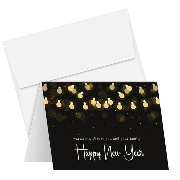Warmest Wishes to You and Your Family, 2026 Happy New Year Greeting Cards – Christmas Xmas Holiday Business, Party Invitations and Thank You Cards – 4.25" x 5.5" – 25 per Pack