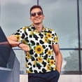 thumbnail image 4 of Honeii Cute Cow Print Sunflower A print Polo Shirt, a classic short-sleeved, button-down golf shirt designed for menLarge, 4 of 6