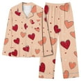 thumbnail image 2 of VBTAPA Cute Pajamas Set for Women Valentine's Day Sleepwear Hearts Print Long Sleeve Nightwear Loungewear Pjs Set Daily Deals Clearance #14Multicolor XXL, 2 of 5