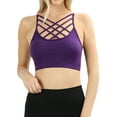 thumbnail image 1 of Zenana Women & Plus Comfort Seamless Crisscross Front Strappy Bralette Sports Bra Top with Removable Pads, 1 of 4