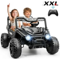 Funcid 24 Volt 2-Seater Ride on Toys, Ride on Cars with Remote Control, Metal Frame, 2 XL Electric Car for Kids, Power Car Wheels, UTV w/ Bluetooth, Music, 3 Speeds, Spring Suspension, Black