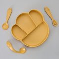 thumbnail image 3 of Baby Plate Tableware Utensils Baby Bowl Anti-Deformed with Fork Yellow, 3 of 4