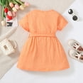 thumbnail image 3 of NZRVAWS 7T Little Girls Summer Dress 7T Girls Short Sleeve Dress Solid Color Dress Orange, 3 of 7