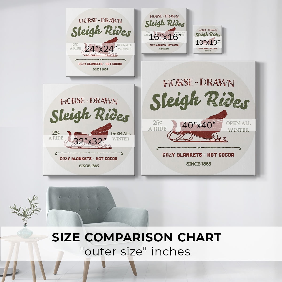 Christmas Farm Sign Collection C- Gallery Wrapped Canvas