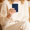 thumbnail image 5 of Dark Blue Pocket Notebook for Daily Use, Leather Cover Small Journal for Travel, Elastic Closure Portable Notepad for Writing, Memo, Office School Supplies, Business Gift, 4X3In, 5 of 5