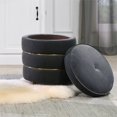 thumbnail image 4 of Jennifer Taylor Home Midis Rond Accent Stockage Pouf Acier Gris, 4 of 17