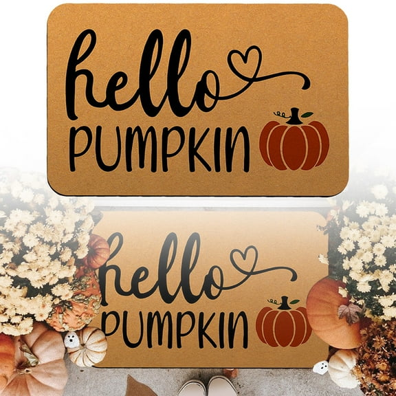 Hello-Pumpkin Welcome-Doormats - Non-Slip Coir Entrance-Mat Fall-Harvest-Festival Front-Door-Mat Porch-Rugs Home-Decor