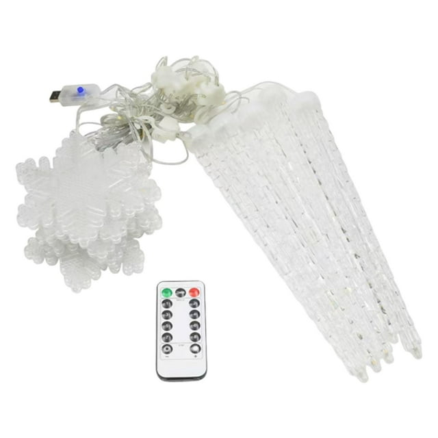 Luz navideña decorativa USB con control remoto y fácil instalación. Blanco frío