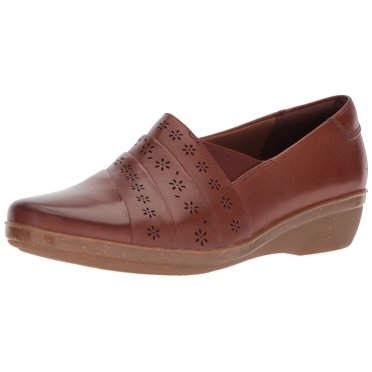 Clarks Women's Un Loop Ease Clog - Dark Tan Leather Comfort Slip-Ons Size 7