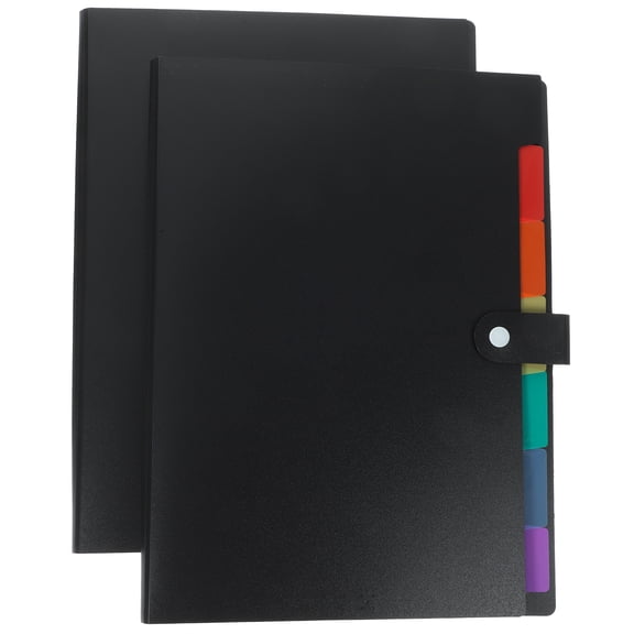 WHAMVOX 2Pcs Expanding File Folder with Fasteners Black for Document and Receipt Storage
