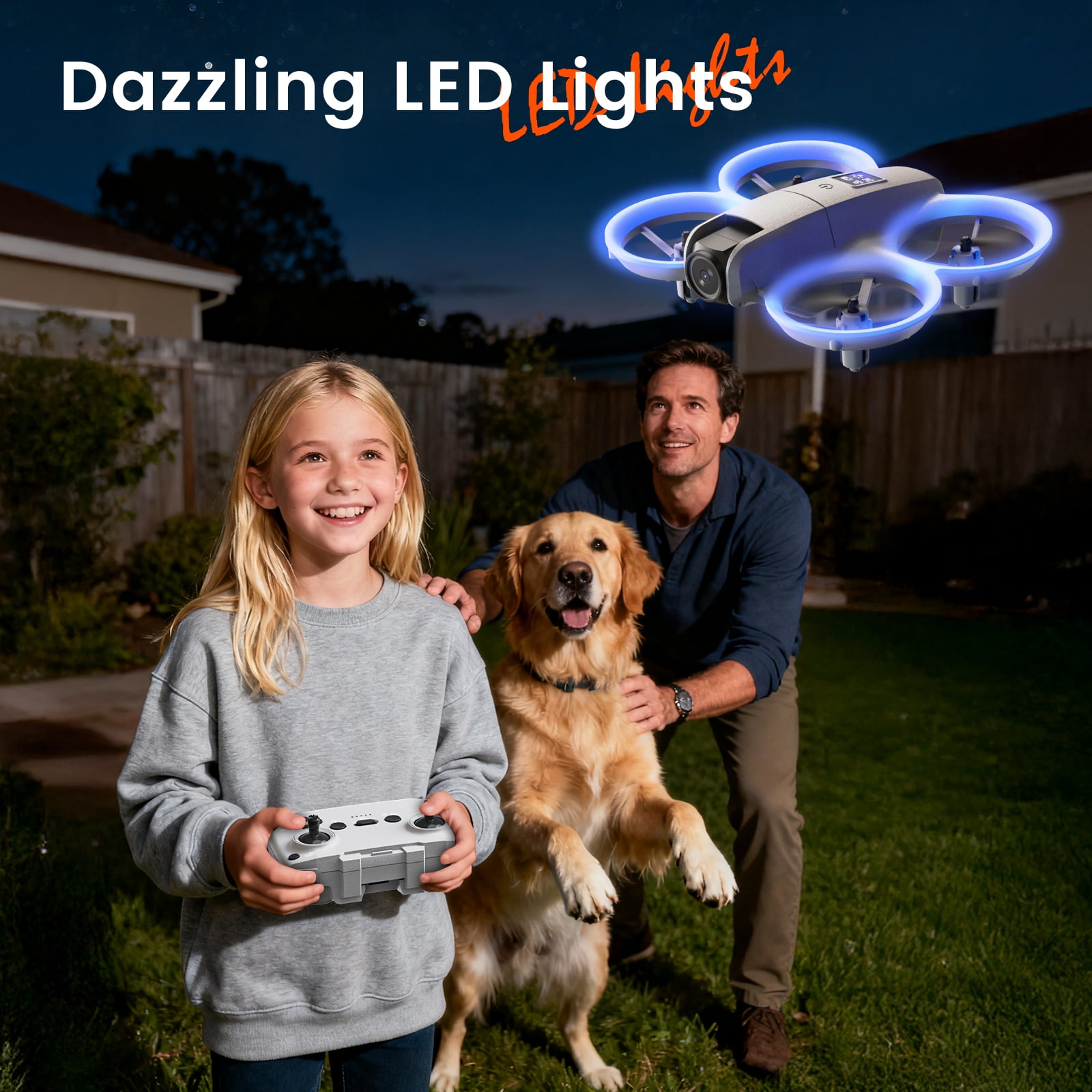 JoyStone Mini HD FPV Drone with Camera 1080P for Kids Adults, RC Quadcopter with LED Lights, One Key Take Off/Land, Optical Flow Position, Headless Mode, 360°Flip, 2 Batteries for Boy Girl