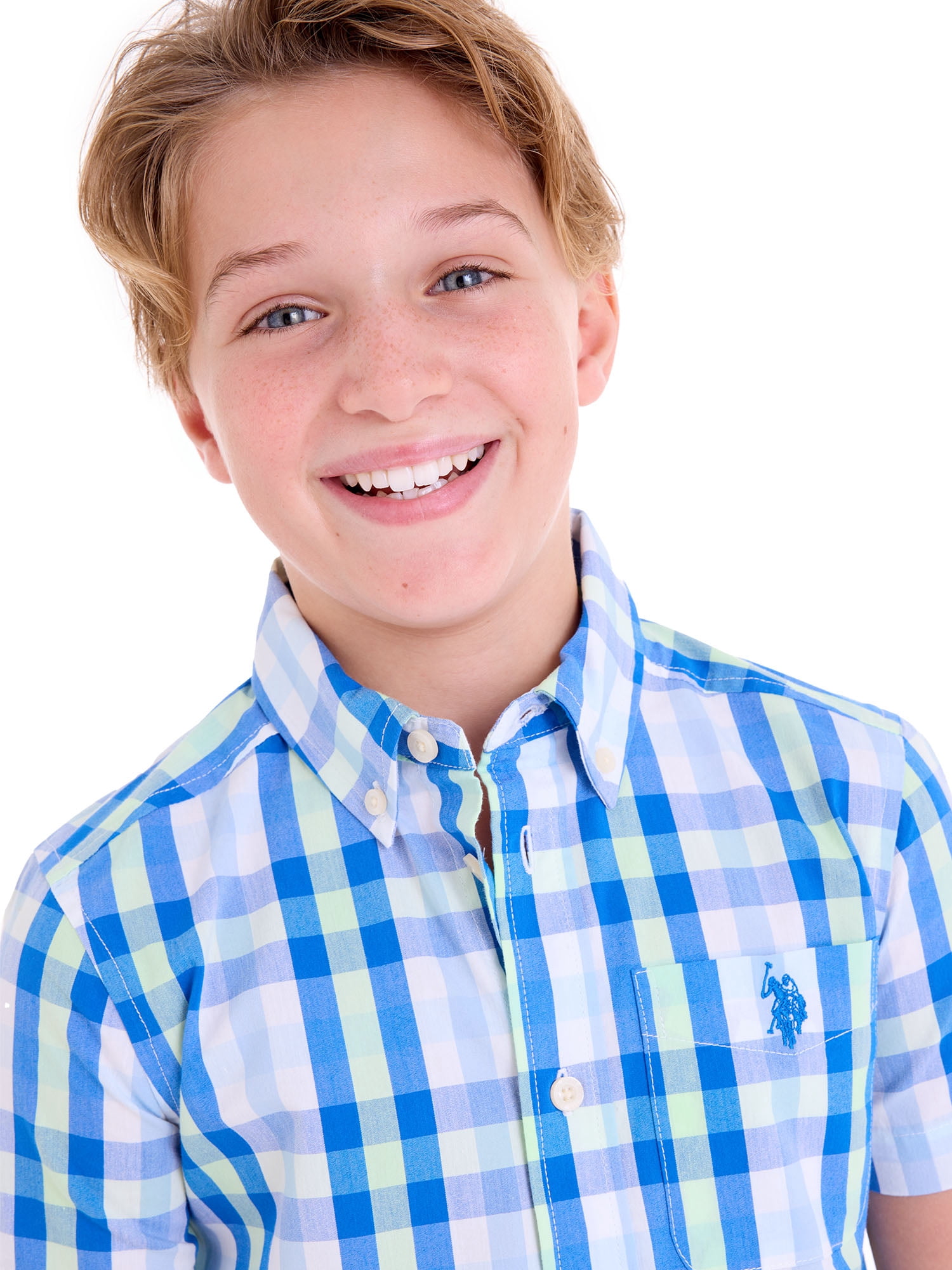 U.S. Polo Assn. Short Sleeve Button-Up Shirt for Boys, Sizes 4-18