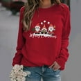 thumbnail image 2 of IROINNID Women's Long Sleeve Sweatshirt Round Neck Mid-Length Casual Christmas Print Sweater, Wine, 2 of 7