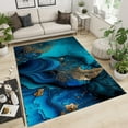 thumbnail image 2 of Abstract Marble Turquoise Area Rugs, Gilded Modern Blue Green Fluid Graffiti Art Apartment Carpet, Bedroom Rug High Density Dust-Proof Apply to Living Room Study Bedroom,3ft x 4ft, 2 of 7