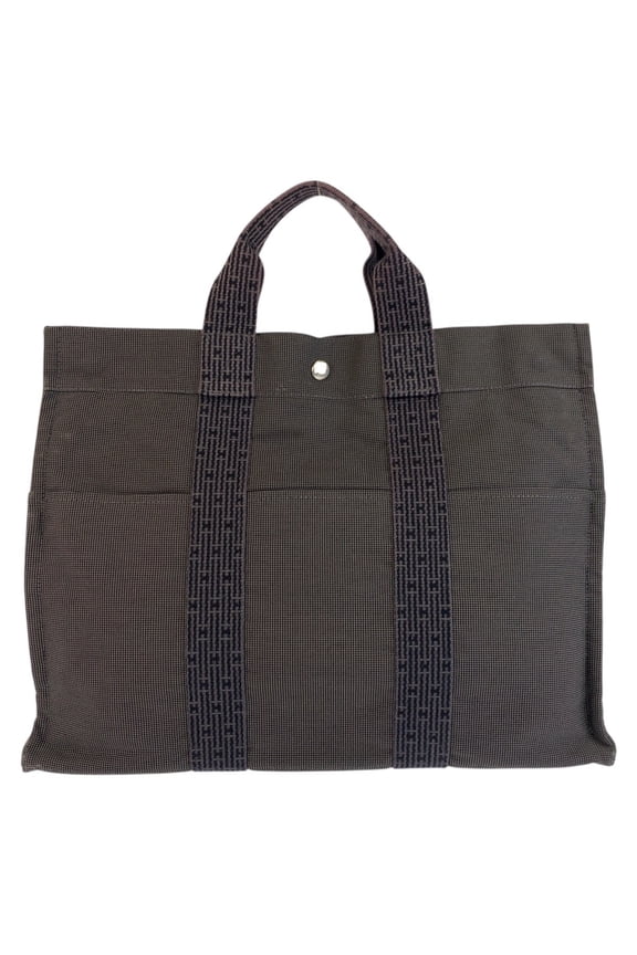 Pre-Owned HERMES Hermes Herline MM Grey Silver Hardware Polyamide Polyester Tote Bag Handbag...