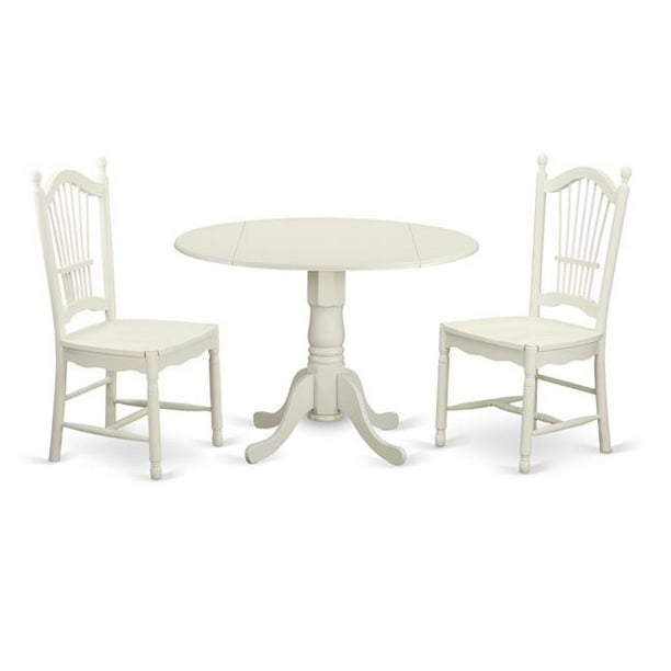 Kitchen Set with 2 Table & 2 Chairs, Linen White 3 Piece