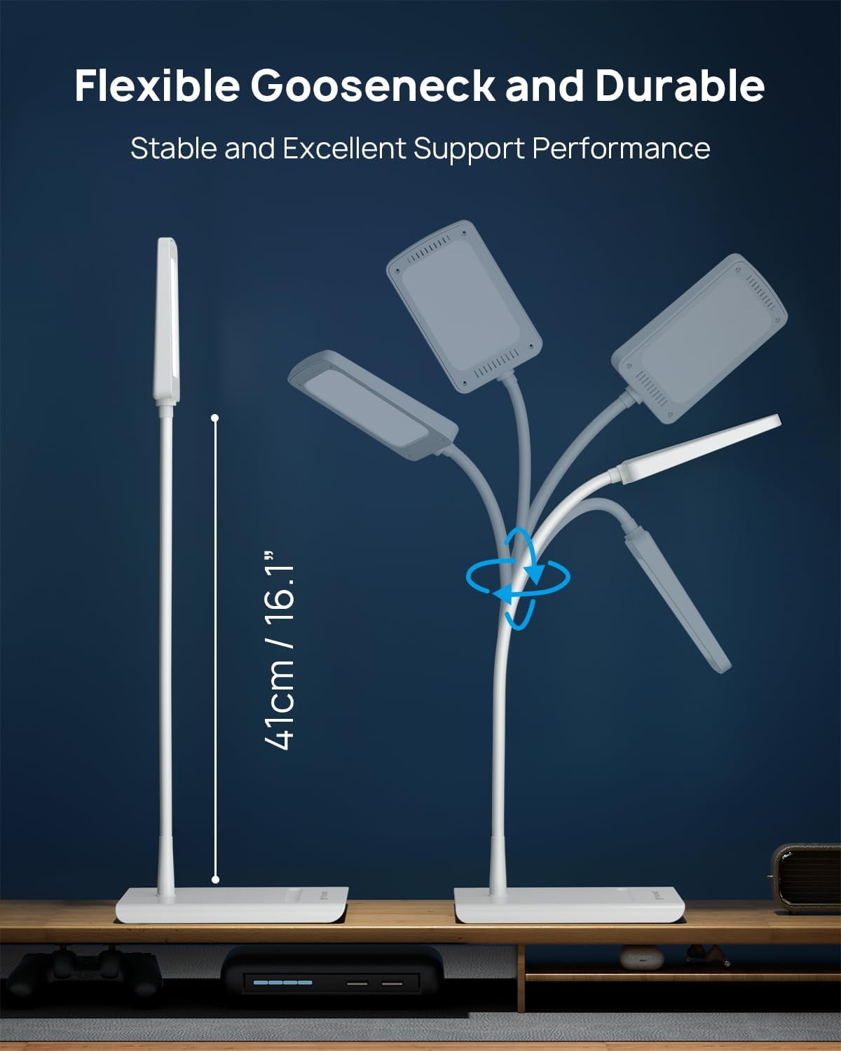TROND LED Desk Lamp 3 Color Modes 7 Brightness, Dimmable Table Lamp, Eye Caring Reading Light, Adjustable Gooseneck, Touch Control 900LM