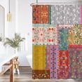 thumbnail image 4 of Boho Patchwork Shower Curtains for Bathroom Bohemian Style Stitching Colorful Floral Vintage Retro Shower Curtains Bathtubs Waterproof Fabric Curtain Set Decor with 12 Hooks 72x84 Inches, 4 of 5