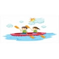 thumbnail image 4 of Sports Piggy Bank, Little Friends Siblings Riding a Kayak Together in Sunny Day Summer Sea Cartoon, Ceramic Coin Bank Money Box for Cash Saving, 3.6" X 3.2", Multicolor, by Ambesonne, 4 of 4