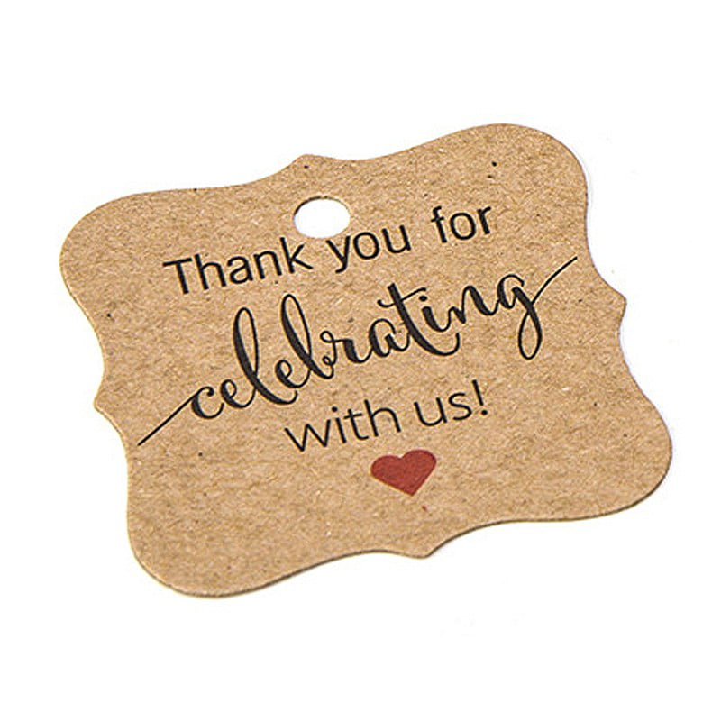 100pcs Wedding Favour Tags Small Thank You for Sharing Special Day Labels 