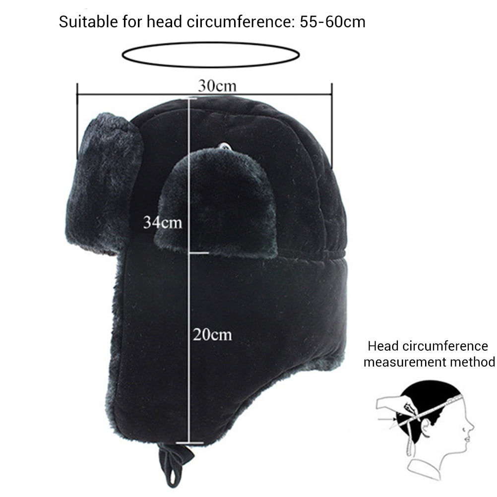 Faux Fur Winter Ushanka Hat Unisex Cossack Trapper with Russian Eagle Badge