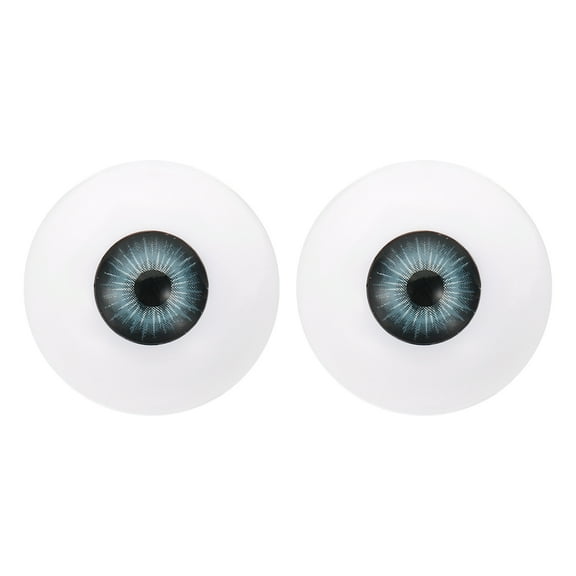 30mm Doll Eyes,1 Pair Realistic Acrylic Eyes Plastic Half Eyeballs, Blue Gray
