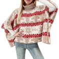 thumbnail image 1 of Gibobby Suéter térmico de manga larga Suéter con mangas de murciélago navideño y cuello de otoño o invierno para mujer (Blanco, M), 1 of 5