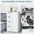 thumbnail image 5 of Costway Wooden 4 Drawer Bathroom Cabinet Storage Cupboard 2 Shelves Free Standing White, 5 of 8