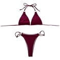 thumbnail image 4 of 2 Piece Swimsuit for Women Solid Color Spaghetti Strap Three-Point Separates Bikinis Red Bathing Suit for Women M, 4 of 8