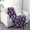 thumbnail image 2 of Football Icon Darkblue Pattern Soft Sherpa Fleece Throw Blanket, Warm Cozy Plush Blanket for Sofa Bed Couch, All Season, 40"x50", 2 of 5